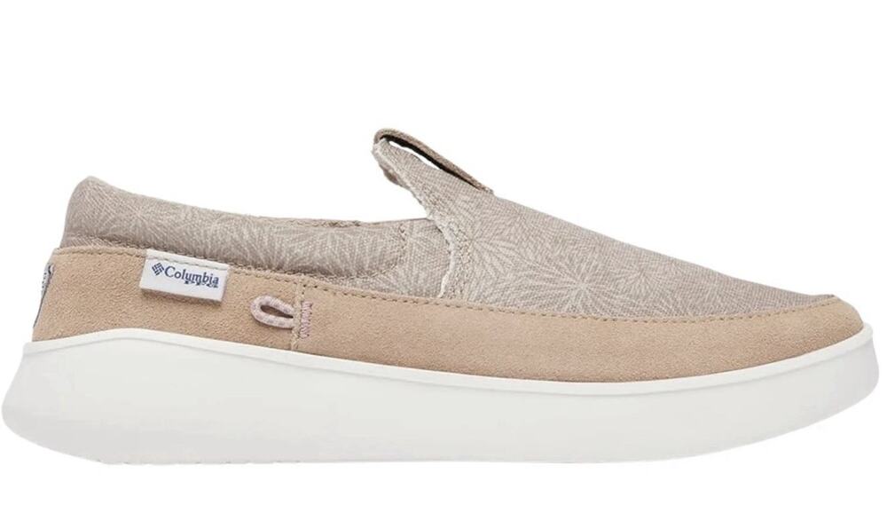 Columbia PFG Boatside Womens 8 Pink Tan Floral Canvas Slip On Boat Shoes BL9920